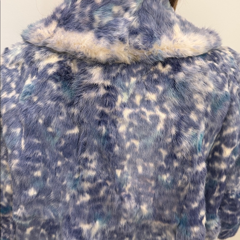 Women's Blue Real Rabbit Fur Coat - Picture 8 of 14